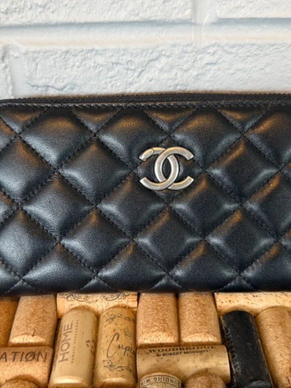 Classic Long Zippy Wallet Black Quilted Lambskin Leather